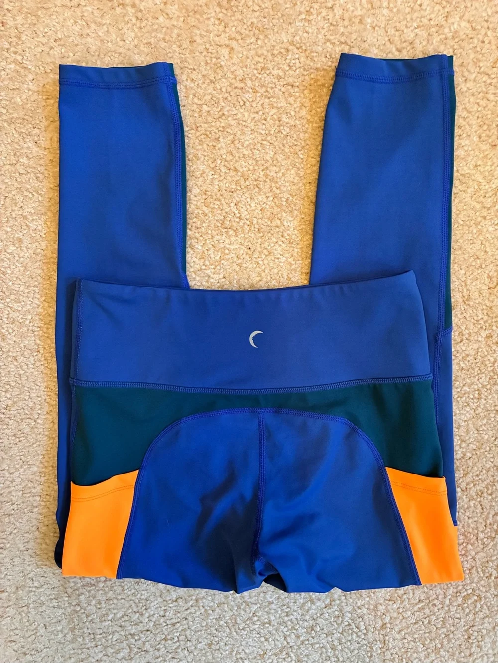 ZYIA Neon Orange Curve Pocket Light n Tight Hi-Rise 7/8 24” Sz 6-8 Royal Blue